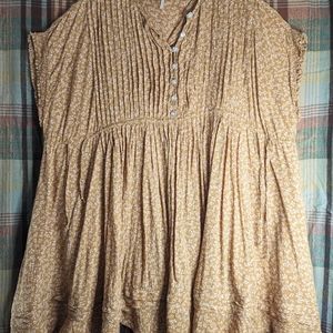 Free People Ginger Brown and Baby Pink Babydoll Dress